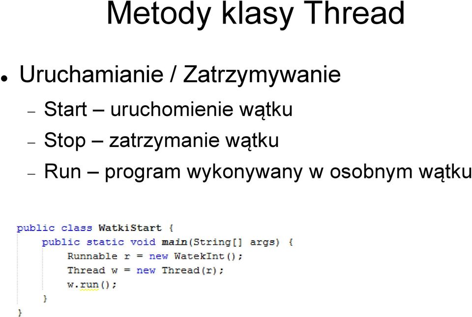 uruchomienie wątku Stop