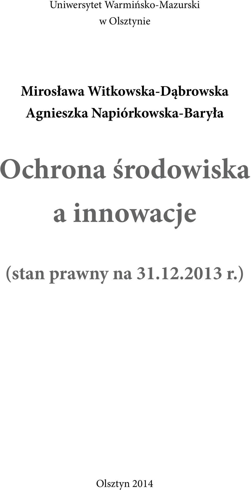 Napiórkowska-Baryła Ochrona środowiska a