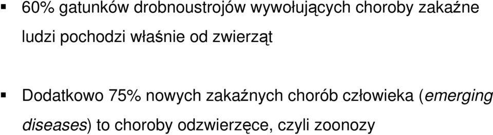 Dodatkowo 75% nowych zakaźnych chorób człowieka