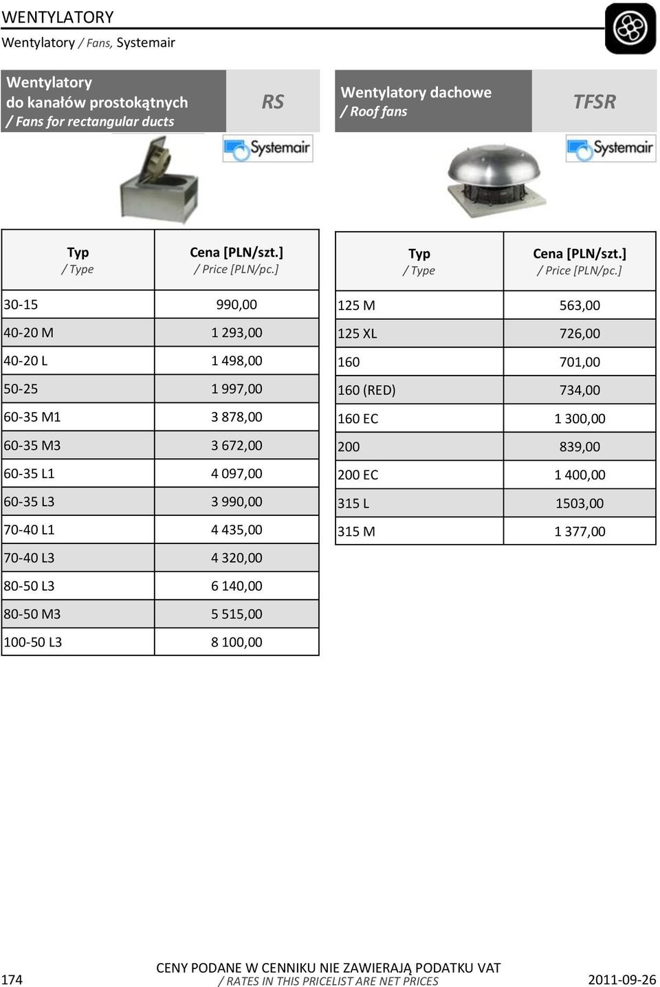 L3 3 990,00 70-40 L1 4 435,00 70-40 L3 4 320,00 80-50 L3 6 140,00 80-50 M3 5 515,00 100-50 L3 8 100,00 125 M 563,00 125 XL 726,00 160