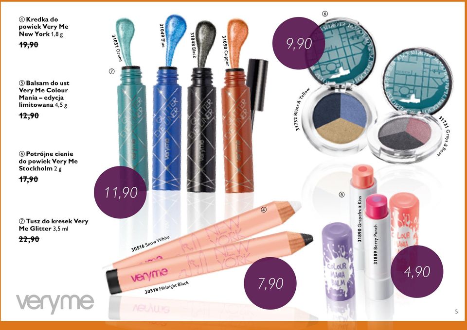 17 se 12,90 Potrójne cienie 11,90 Tusz do kresek Very Me Glitter 3,5 ml 22,90 n 16 S 30 5 ow Wh 8 30 51