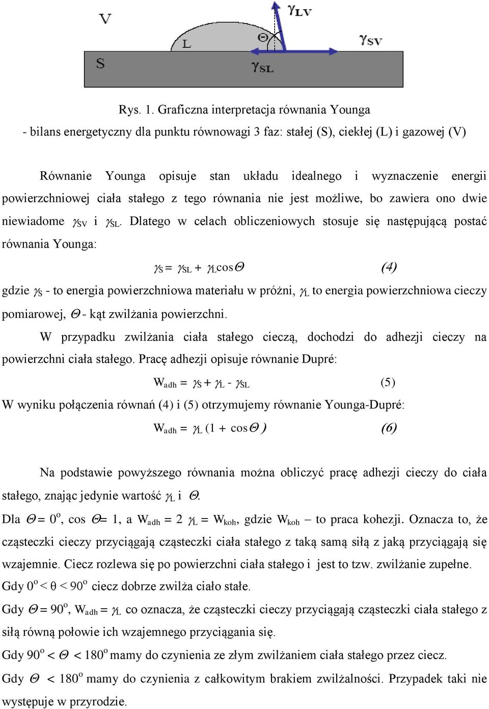 powierzchniowej ciała stałego z tego równania nie jest możliwe, bo zawiera ono dwie niewiadome SV i SL.