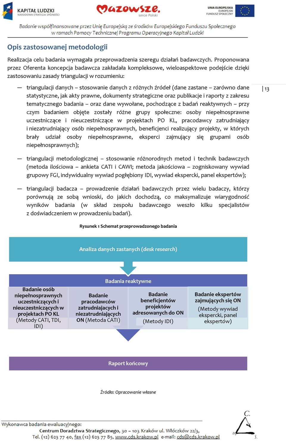 źródeł (dane zastane zarówno dane statystyczne, jak akty prawne, dokumenty strategiczne oraz publikacje i raporty z zakresu tematycznego badania oraz dane wywołane, pochodzące z badań reaktywnych