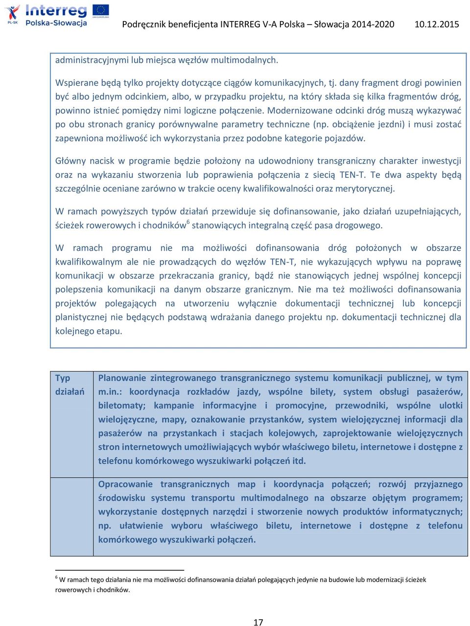 Modernizowane odcinki dróg muszą wykazywać po obu stronach granicy porównywalne parametry techniczne (np.