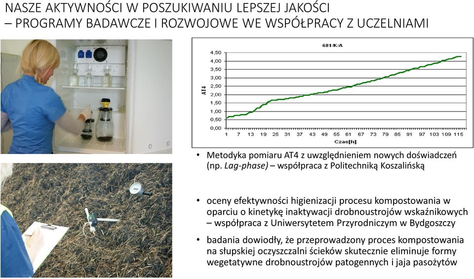 Lag-phase) współpraca z Politechniką Koszalińską oceny efektywności higienizacji procesu kompostowania w oparciu o kinetykę inaktywacji