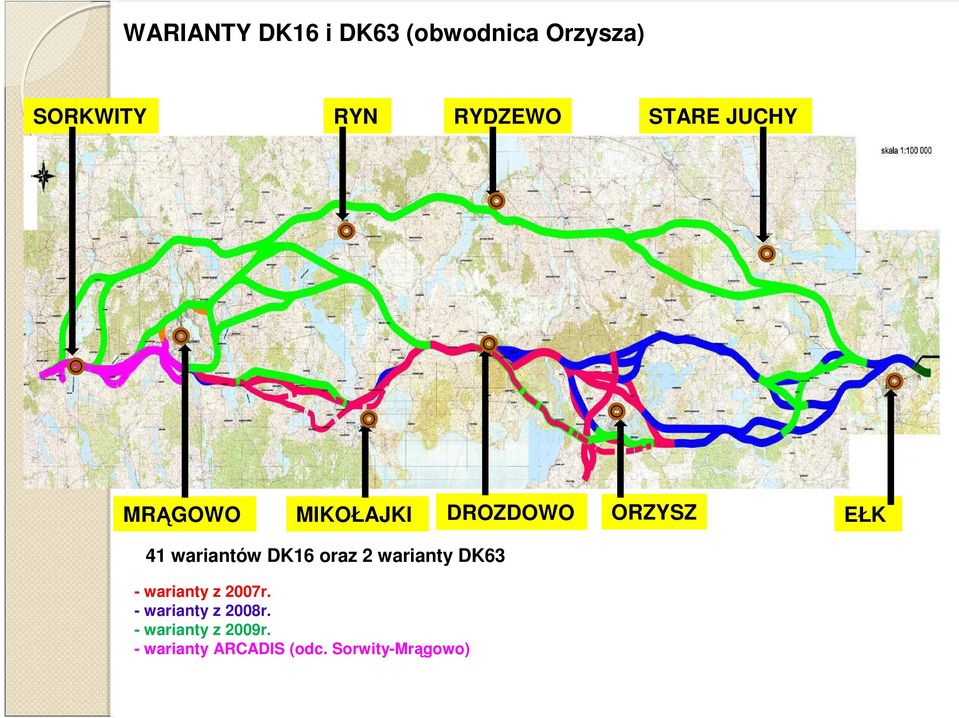 DK16 oraz 2 warianty DK63 - warianty z 2007r.