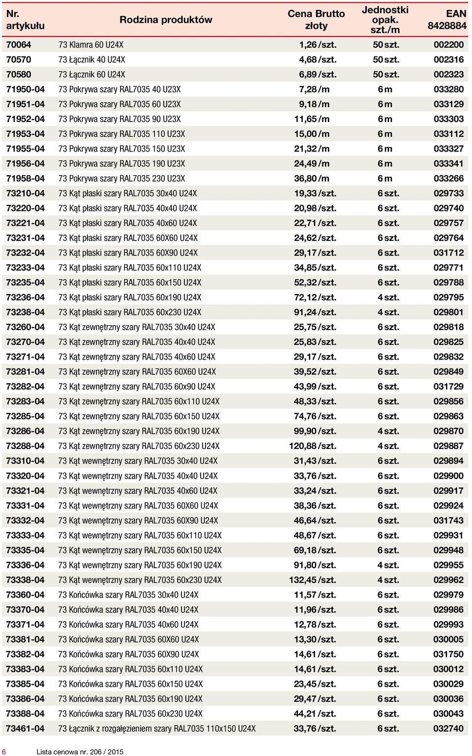 002316 70580 73 Łącznik 60 U24X 6,89 /szt. 50 szt.