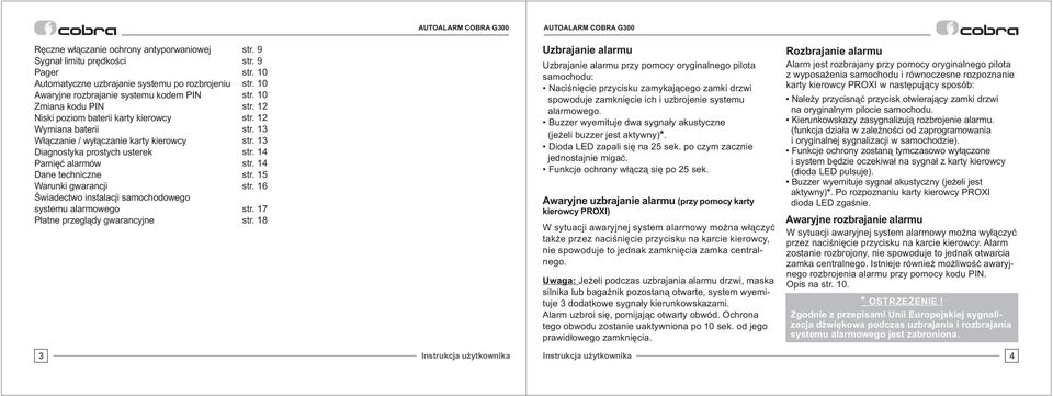 P³atne przegl¹dy gwarancyjne str. 9 str. 9 str. 10 str. 10 str. 10 str. 12 str. 12 str. 13 str. 13 str. 14 str. 14 str. 15 str. 16 str. 17 str.