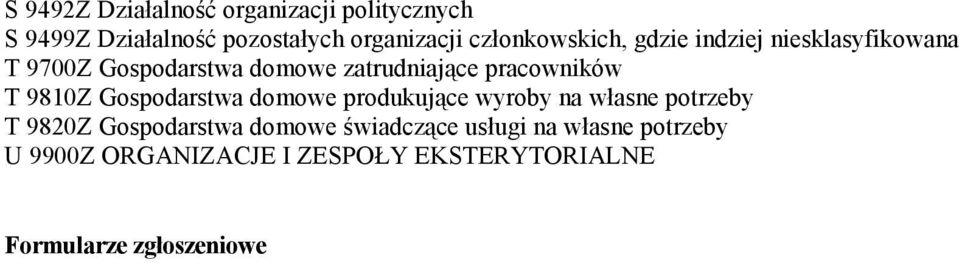 pracowników T 9810Z Gospodarstwa domowe produkujące wyroby na własne potrzeby T 9820Z