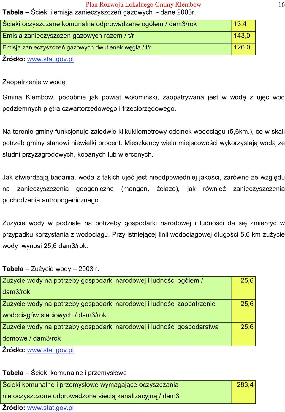 pl Zaopatrzenie w wod Gmina Klembów, podobnie jak powiat wołomi ski, zaopatrywana jest w wod z uj wód podziemnych pi tra czwartorz dowego i trzeciorz dowego.