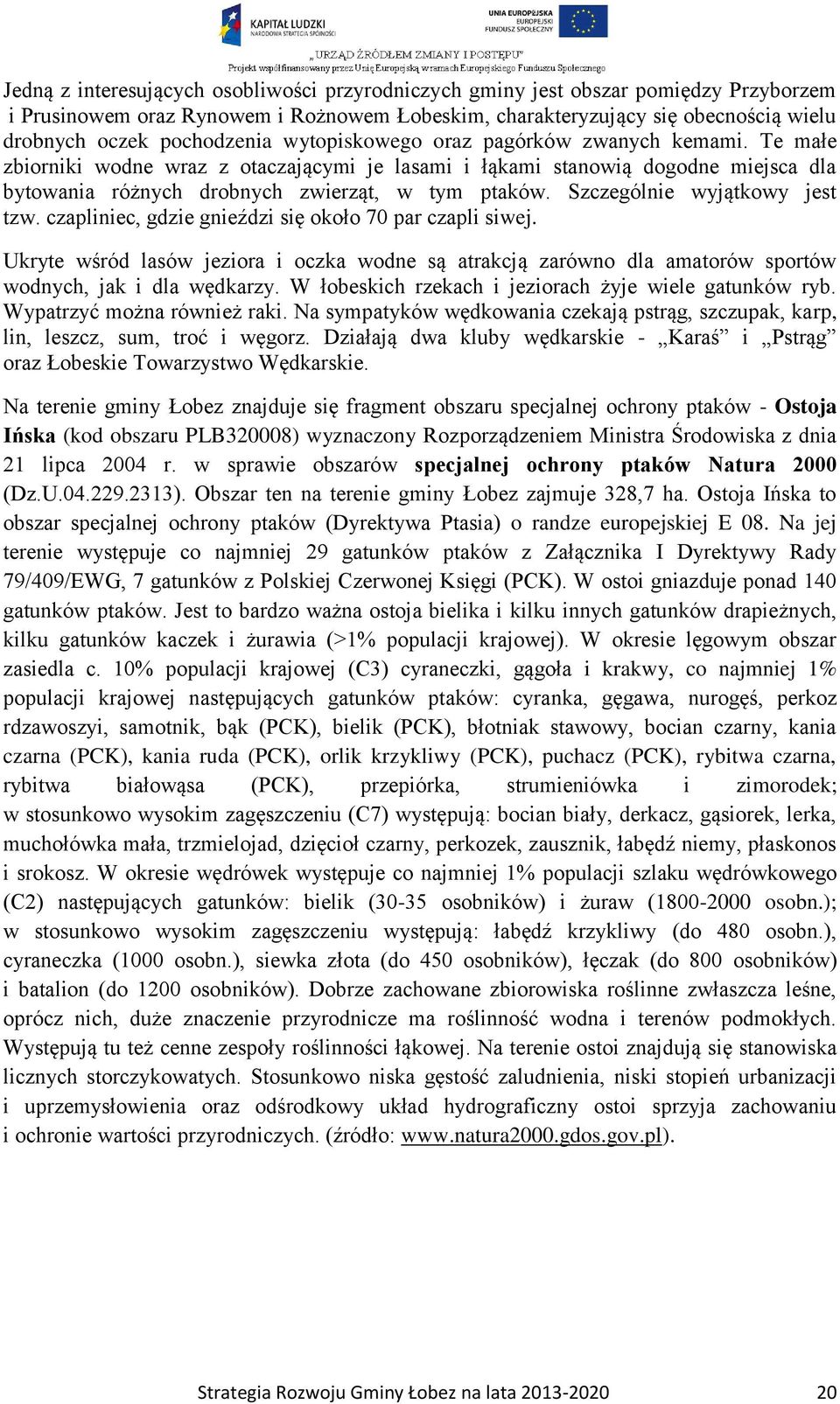 Szczególnie wyjątkowy jest tzw. czapliniec, gdzie gnieździ się około 70 par czapli siwej. Ukryte wśród lasów jeziora i oczka wodne są atrakcją zarówno dla amatorów sportów wodnych, jak i dla wędkarzy.