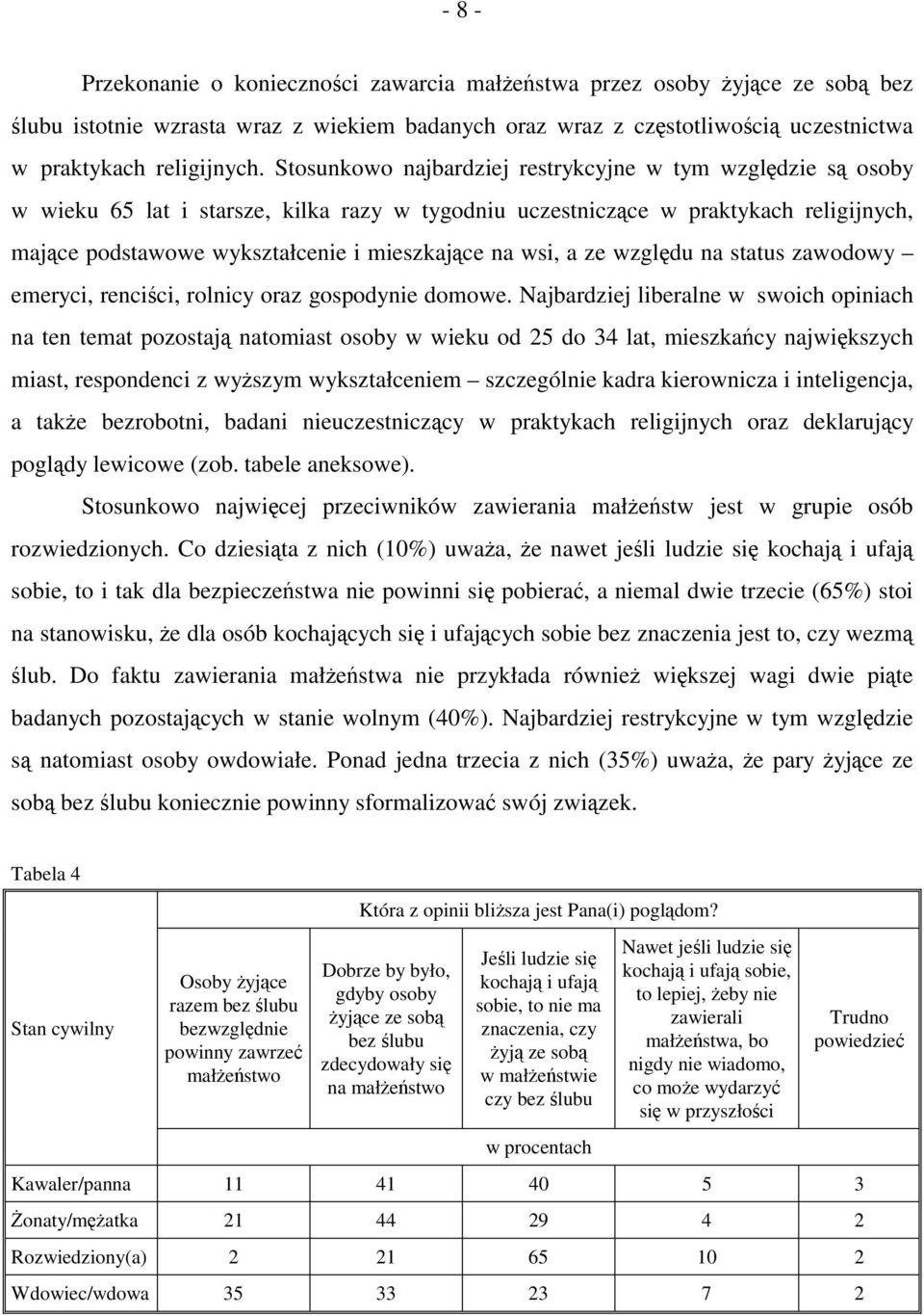 wsi, a ze względu na status zawodowy emeryci, renciści, rolnicy oraz gospodynie domowe.