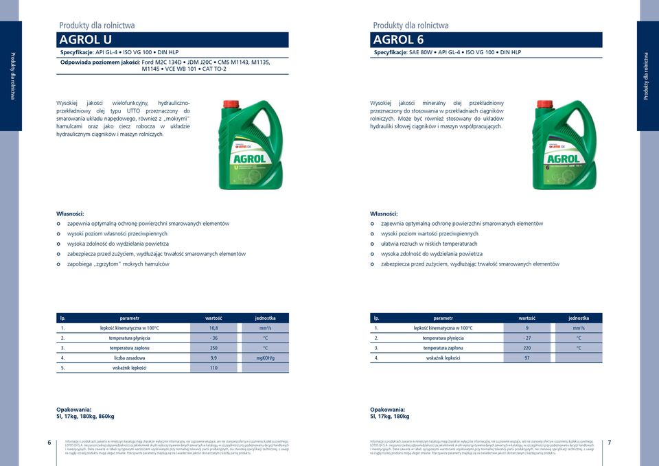 Specyfikacje: SAE 80W API GL-4 ISO VG 100 DIN HLP Wysokiej jakości mineralny olej przekładniowy przeznaczony do stosowania w przekładniach ciągników rolniczych.