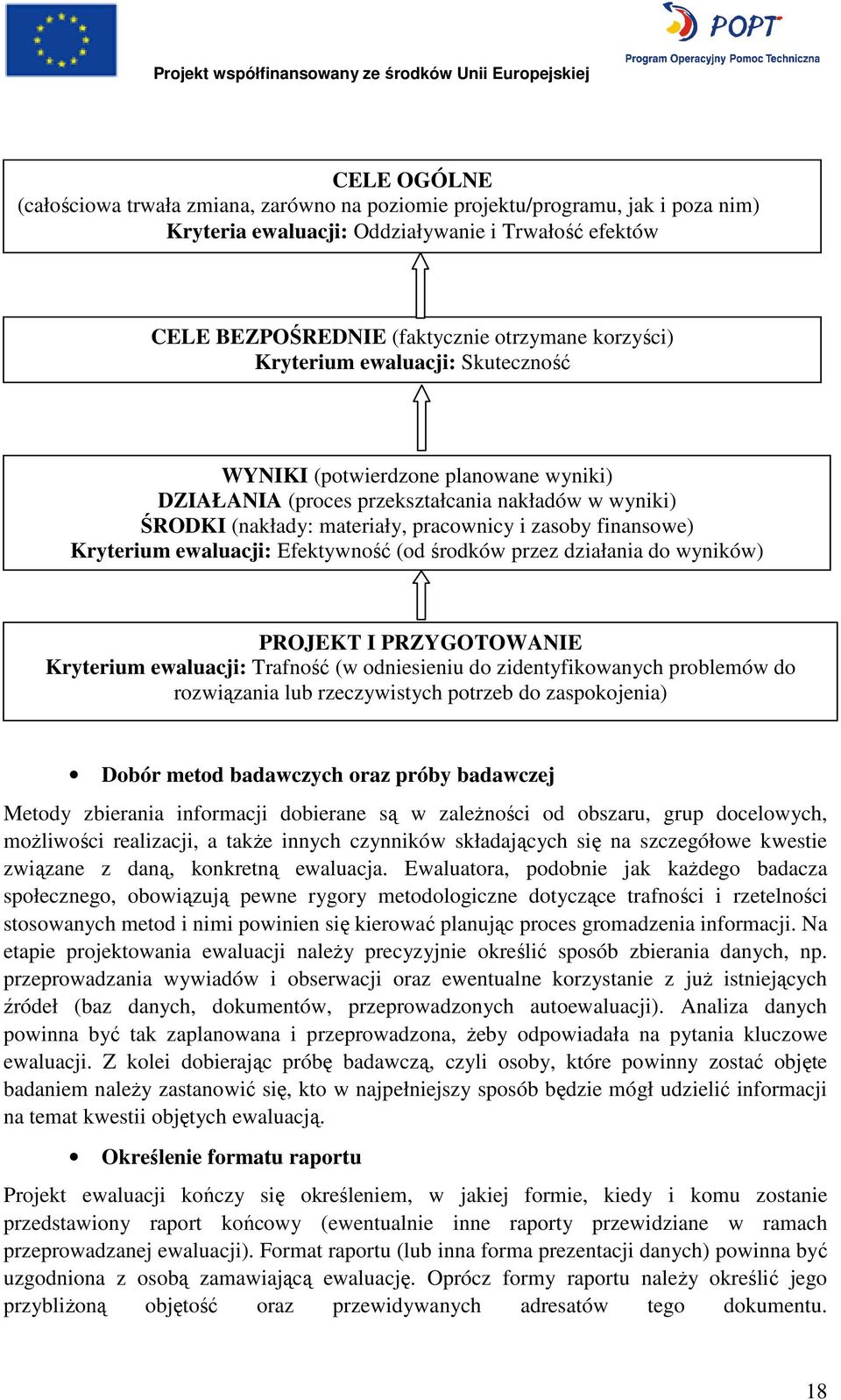 ewaluacji: Efektywność (od środków przez działania do wyników) PROJEKT I PRZYGOTOWANIE Kryterium ewaluacji: Trafność (w odniesieniu do zidentyfikowanych problemów do rozwiązania lub rzeczywistych