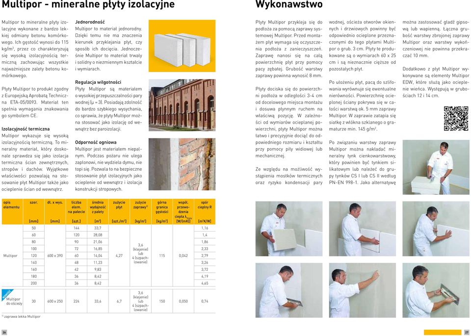 Płyty Multipor to produkt zgodny z Europejską Aprobatą Techniczna ETA-05/0093. Materiał ten spełnia wymagania znakowania go symbolem CE.