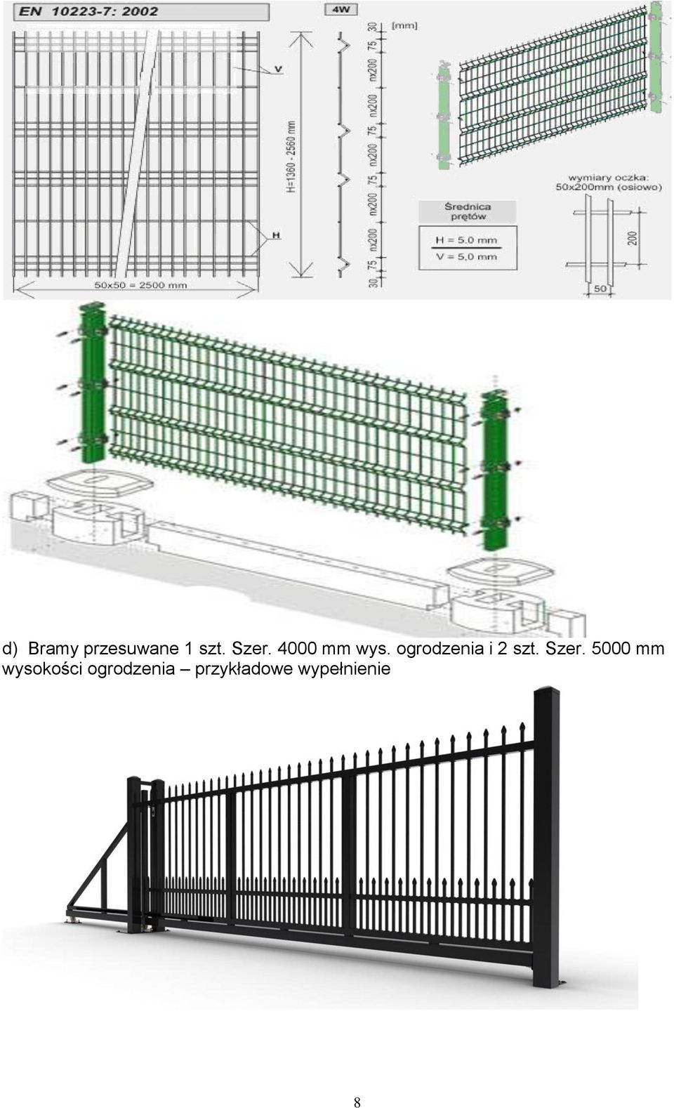 Szer. 5000 mm wysokości