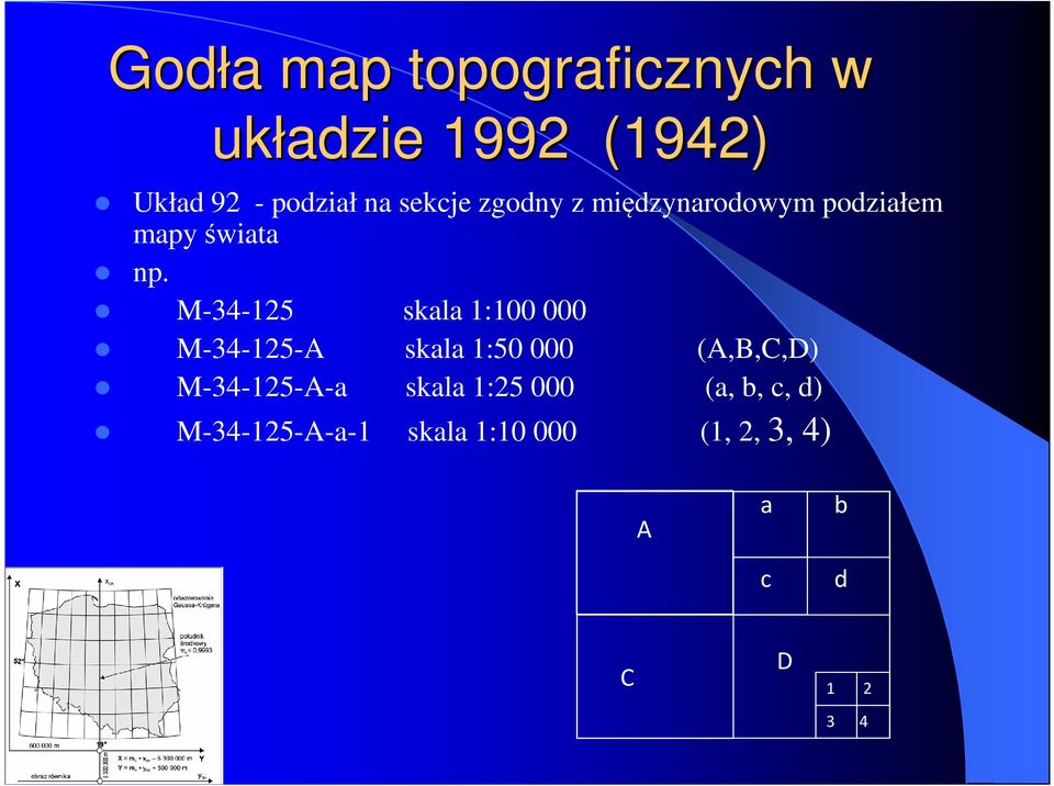 M-34-125 skala 1:100 000 M-34-125-A skala 1:50 000 (A,B,C,D) M-34-125-A-a