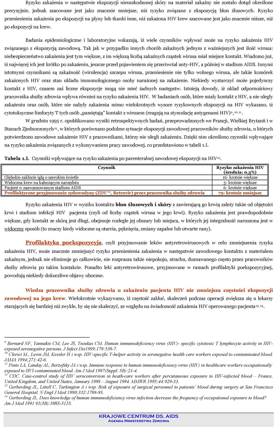 Badania epidemiologiczne i laboratoryjne wskazują, iż wiele czynników wpływać może na ryzyko zakażenia HIV związanego z ekspozycją zawodową.