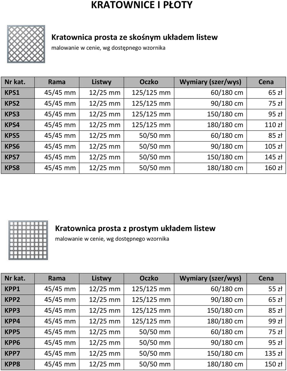 45/45 mm 12/25 mm 125/125 mm 180/180 cm 110 zł KPS5 45/45 mm 12/25 mm 50/50 mm 60/180 cm 85 zł KPS6 45/45 mm 12/25 mm 50/50 mm 90/180 cm 105 zł KPS7 45/45 mm 12/25 mm 50/50 mm 150/180 cm 145 zł KPS8