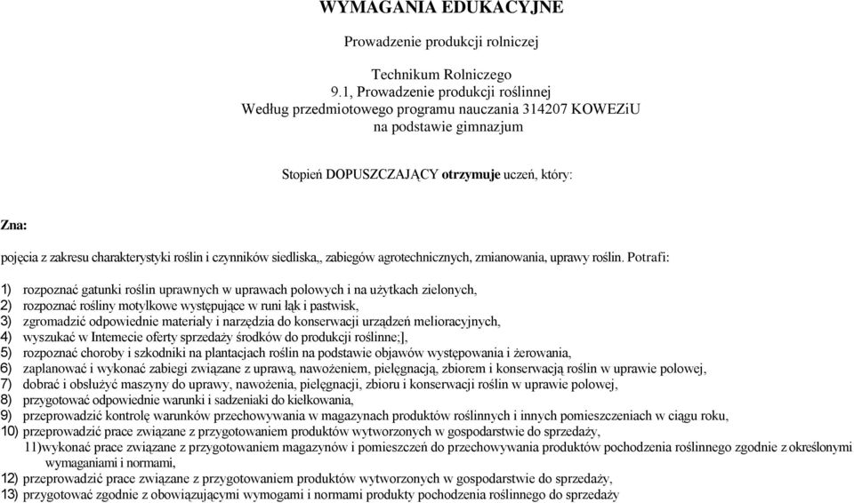 roślin i czynników siedliska,, zabiegów agrotechnicznych, zmianowania, uprawy roślin.