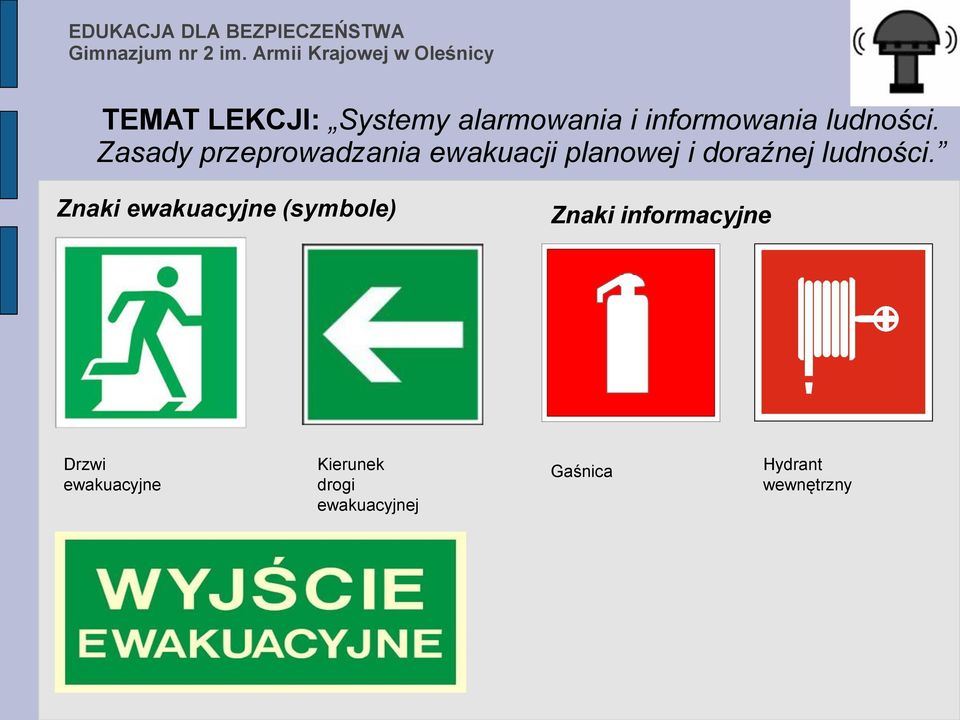 ewakuacyjne Kierunek drogi