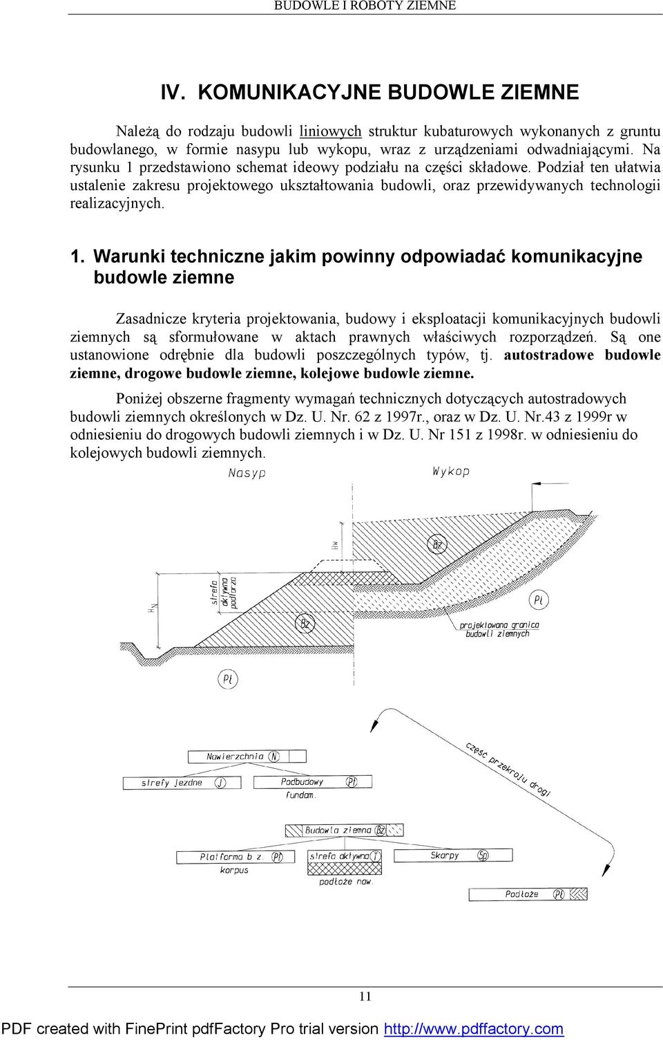 przedstawiono schemat ideowy podziału na części składowe. Podział ten ułatwia ustalenie zakresu projektowego ukształtowania budowli, oraz przewidywanych technologii realizacyjnych. 1.