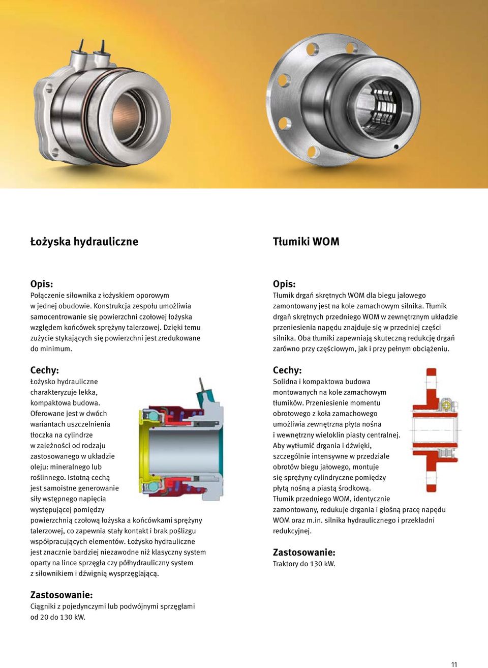 Łożysko hydrauliczne charakteryzuje lekka, kompaktowa budowa.