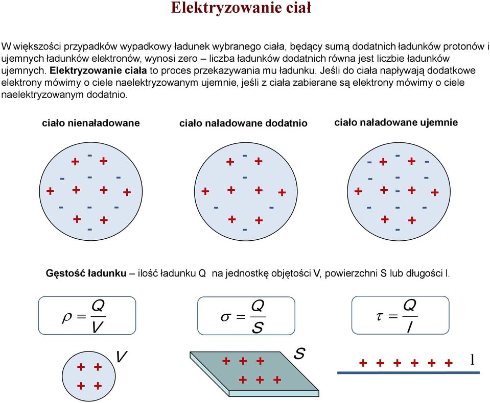 Jeśli do ciała napływają dodatkowe elektrony mówimy o ciele naelektryzowanym ujemnie, jeśli z ciała zabierane są elektrony mówimy o ciele naelektryzowanym