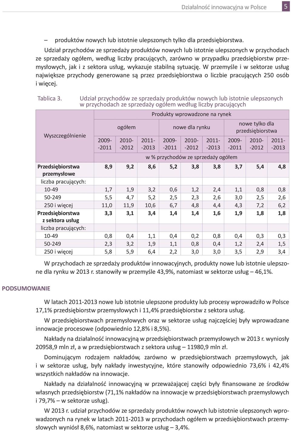 sektora usług, wykazuje stabilną sytuację. W przemyśle i w sektorze usług największe przychody generowane są przez przedsiębiorstwa o liczbie pracujących 250 osób i więcej. Tablica 3.