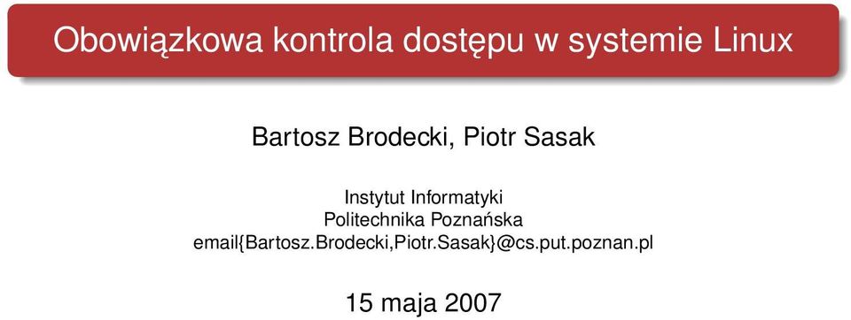 Politechnika Poznańska email{bartosz.