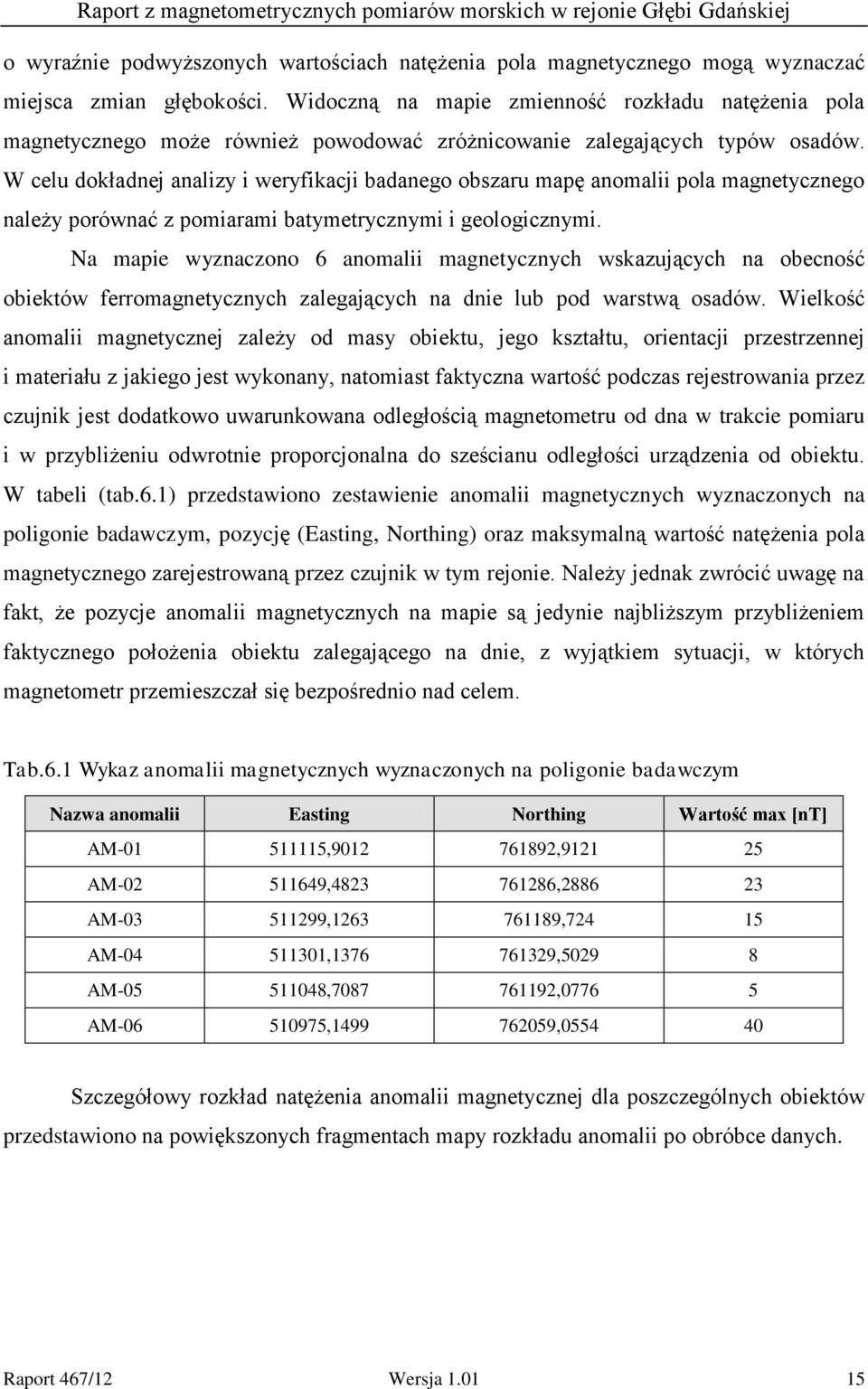 W celu dokładnej analizy i weryfikacji badanego obszaru mapę anomalii pola magnetycznego należy porównać z pomiarami batymetrycznymi i geologicznymi.