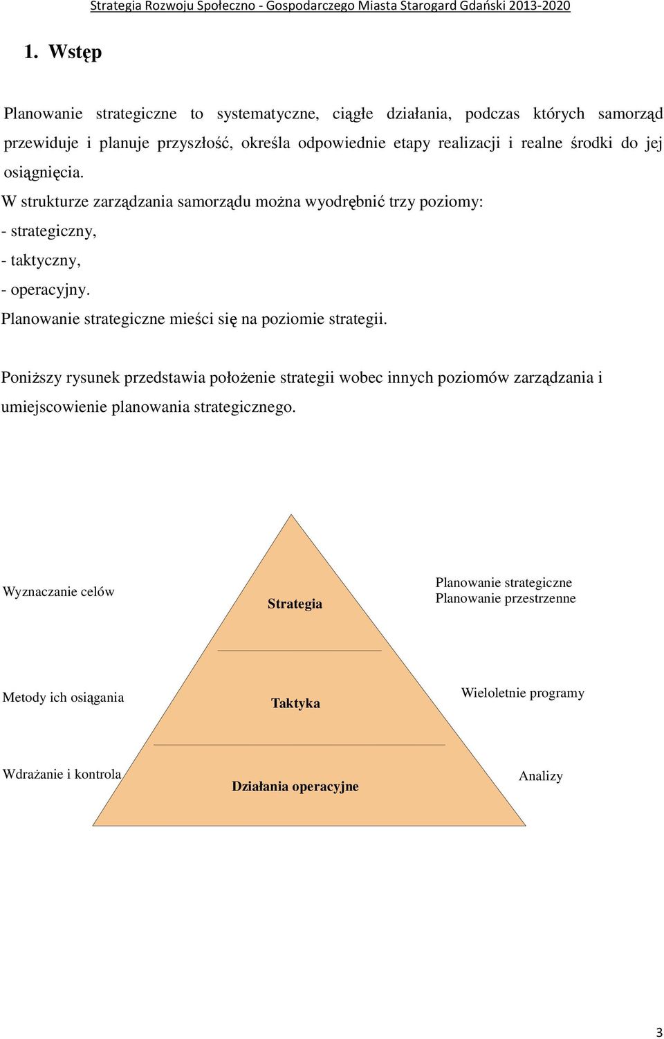 Planowanie strategiczne mieści się na poziomie strategii.