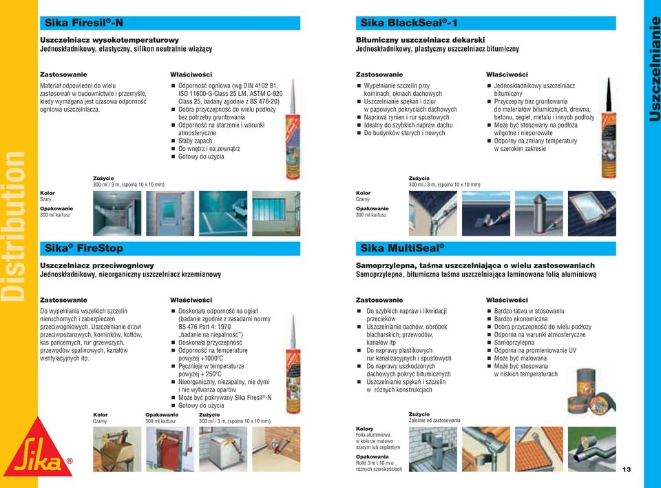 300 ml kartusz Sika FireStop 300 ml / 3 m, (spoina 10 x 10 mm) Uszczelniacz przeciwogniowy Jednoskładnikowy, nieorganiczny uszczelniacz krzemianowy Do wypełniania wszelkich szczelin nieruchomych i