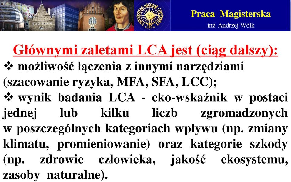 lub kilku liczb zgromadzonych w poszczególnych kategoriach wpływu (np.