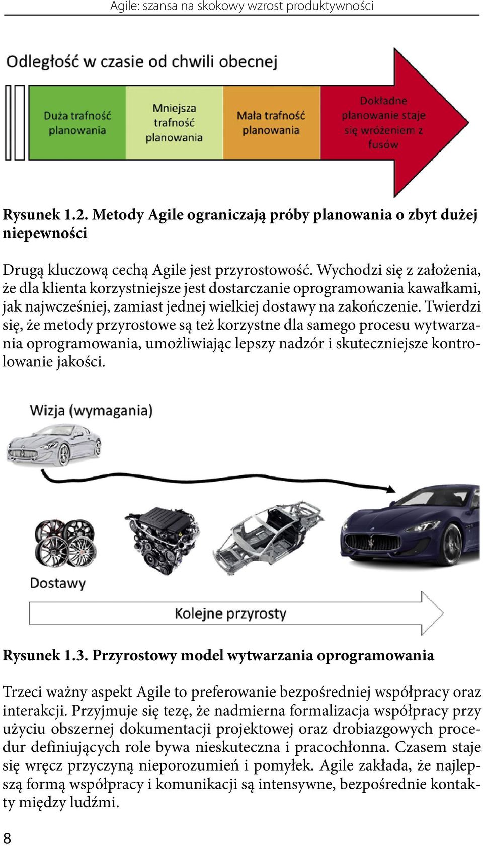 Twierdzi się, że metody przyrostowe są też korzystne dla samego procesu wytwarzania oprogramowania, umożliwiając lepszy nadzór i skuteczniejsze kontrolowanie jakości. Rysunek 1.3.