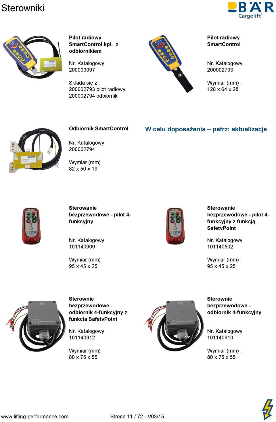 SmartControl W celu doposażenia patrz: aktualizacje 200002794 Wymiar (mm) : 82 x 50 x 19 Sterowanie bezprzewodowe - pilot 4- funkcyjny Sterowanie bezprzewodowe -