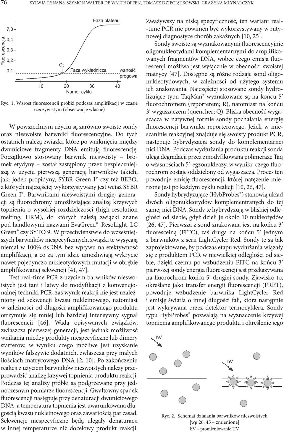 Do tych ostatnich należą związki, które po wniknięciu między dwuniciowe fragmenty DNA emitują fluorescencję.