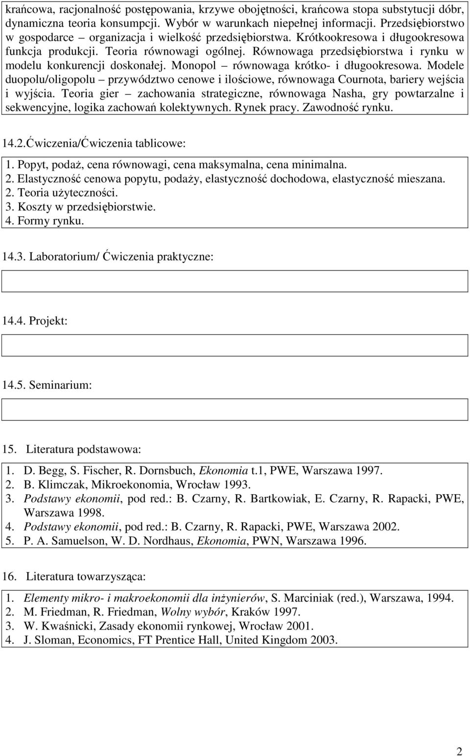 Równowaga przedsiębiorstwa i rynku w modelu konkurencji doskonałej. Monopol równowaga krótko- i długookresowa.