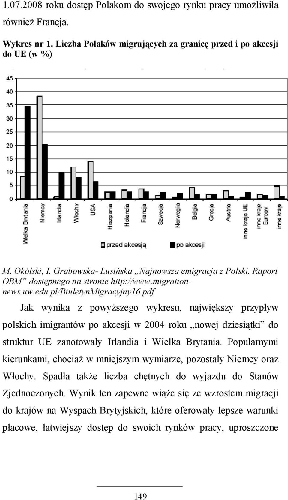 pdf Jak wynika z powyŝszego wykresu, największy przypływ polskich imigrantów po akcesji w 2004 roku nowej dziesiątki do struktur UE zanotowały Irlandia i Wielka Brytania.