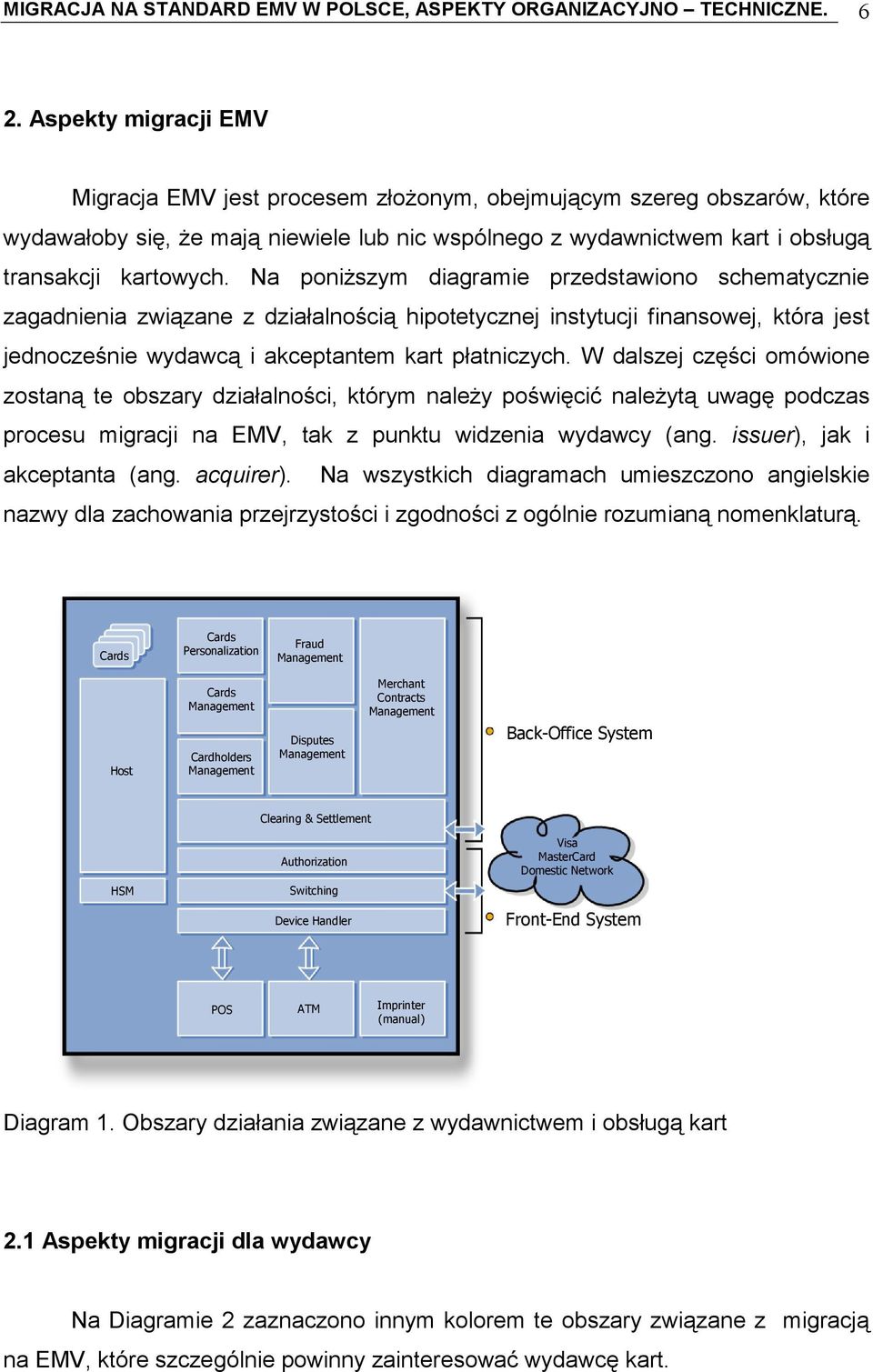 Na poniższym diagramie przedstawiono schematycznie zagadnienia związane z działalnością hipotetycznej instytucji finansowej, która jest jednocześnie wydawcą i akceptantem kart płatniczych.