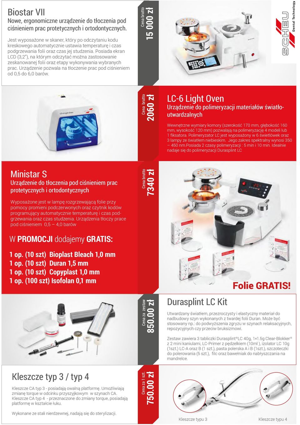 Posiada ekran LCD (3,2 ), na którym odczytać można zastosowanie zeskanowanej folii oraz etapy wykonywania wybranych prac. Urządzenie pozwala na tłoczenie prac pod ciśnieniem od 0,5 do 6,0 barów.