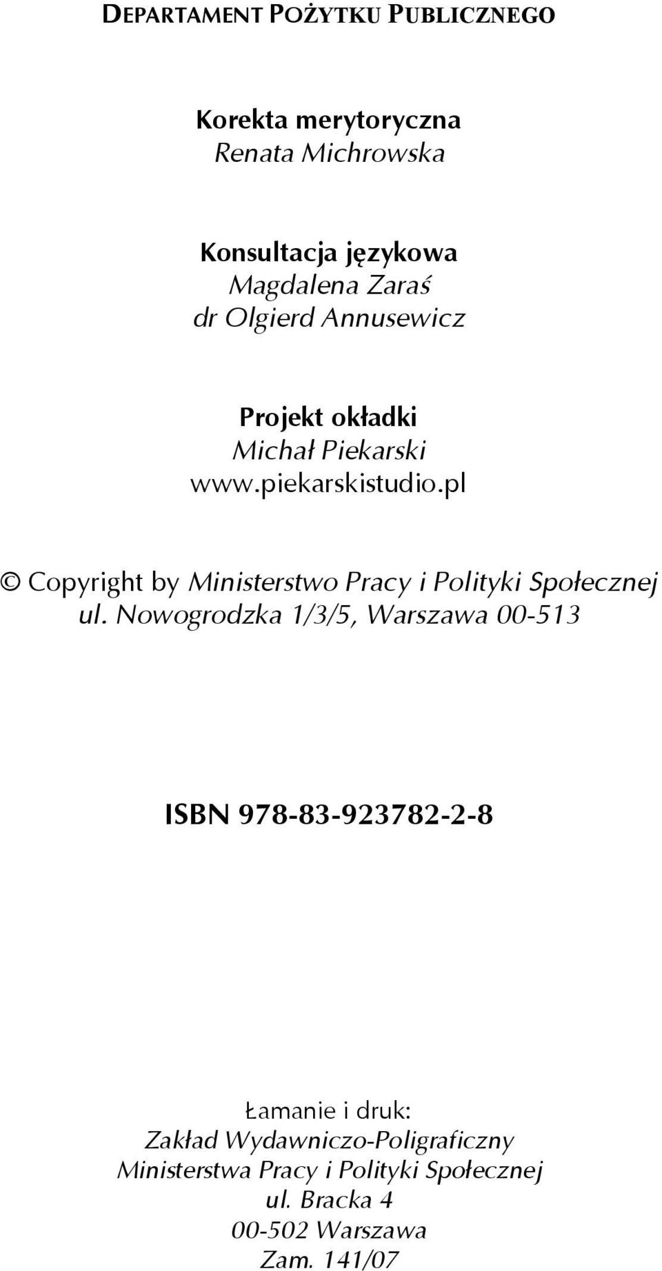 pl Copyright by Ministerstwo Pracy i Polityki Społecznej ul.