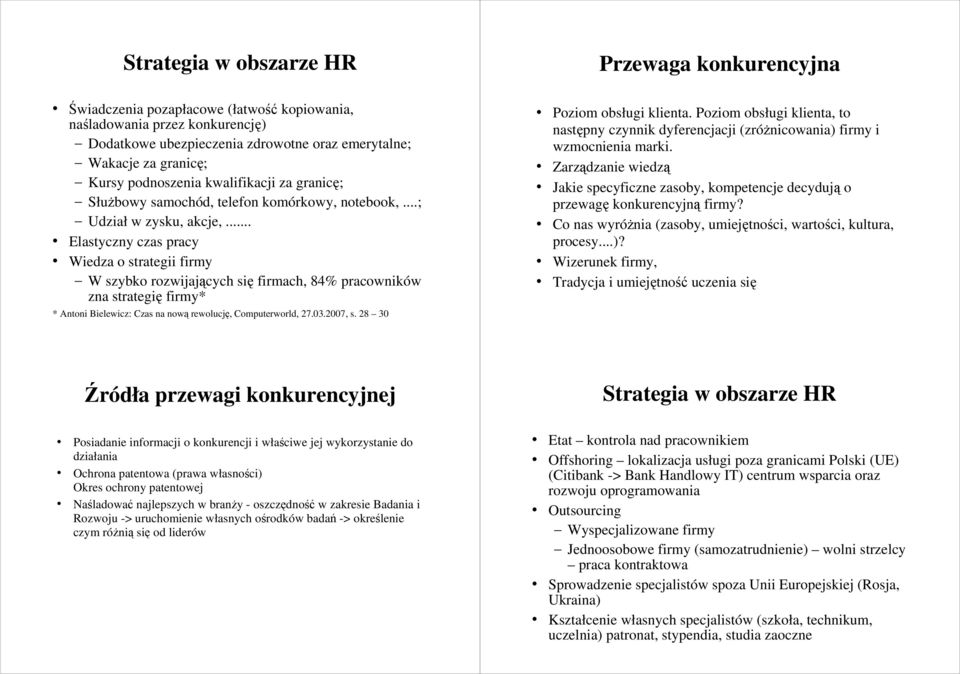 .. Elastyczny czas pracy Wiedza o strategii firmy W szybko rozwijających się firmach, 84% pracowników zna strategię firmy* * Antoni Bielewicz: Czas na nową rewolucję, Computerworld, 27.03.2007, s.