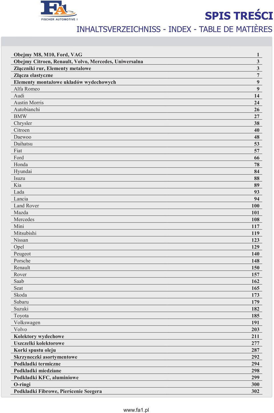 84 Isuzu 88 Kia 89 Lada 93 Lancia 94 Land Rover 100 Mazda 101 Mercedes 108 Mini 117 Mitsubishi 119 Nissan 123 Opel 129 Peugeot 140 Porsche 148 Renault 150 Rover 157 Saab 162 Seat 165 Skoda 173 Subaru