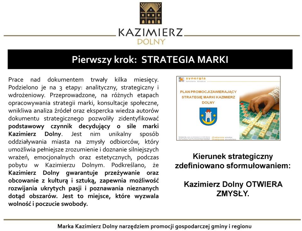 podstawowy czynnik decydujący o sile marki Kazimierz Dolny.