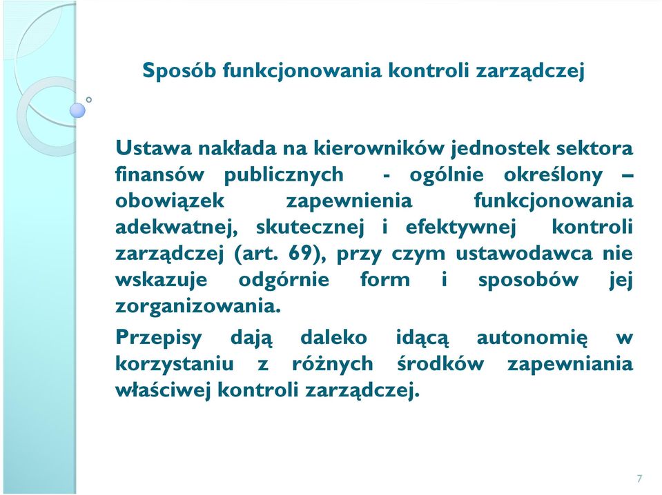 kontroli zarządczej (art.