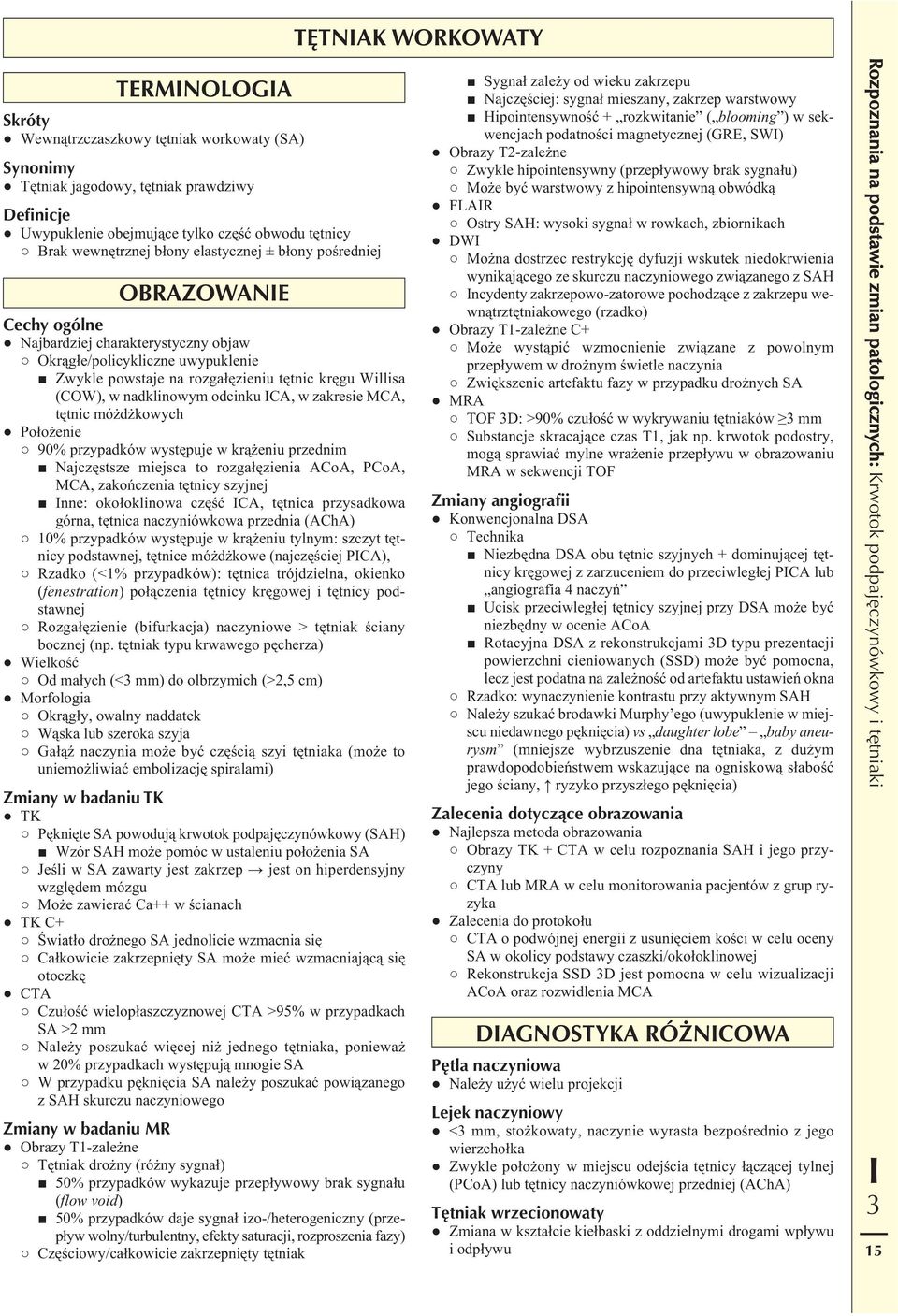 nadklinowym odcinku CA, w zakresie MCA, tętnic móżdżkowych Położenie 90% przypadków występuje w krążeniu przednim Najczęstsze miejsca to rozgałęzienia ACoA, PCoA, MCA, zakończenia tętnicy szyjnej