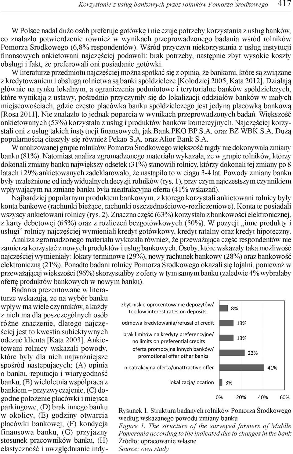 Wśród przyczyn niekorzystania z usług instytucji finansowych ankietowani najczęściej podawali: brak potrzeby, następnie zbyt wysokie koszty obsługi i fakt, że preferowali oni posiadanie gotówki.