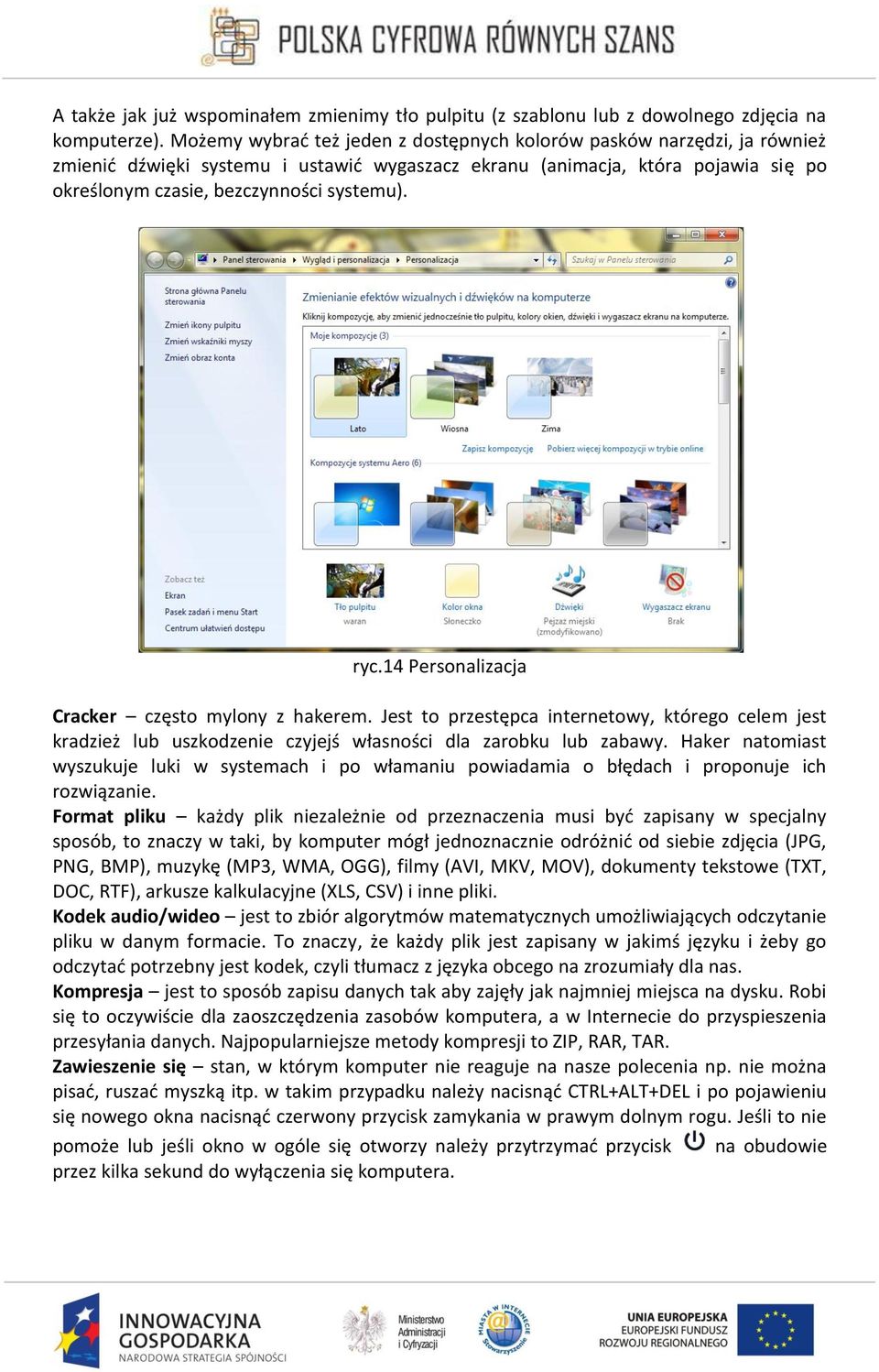 ryc.14 Personalizacja Cracker często mylony z hakerem. Jest to przestępca internetowy, którego celem jest kradzież lub uszkodzenie czyjejś własności dla zarobku lub zabawy.