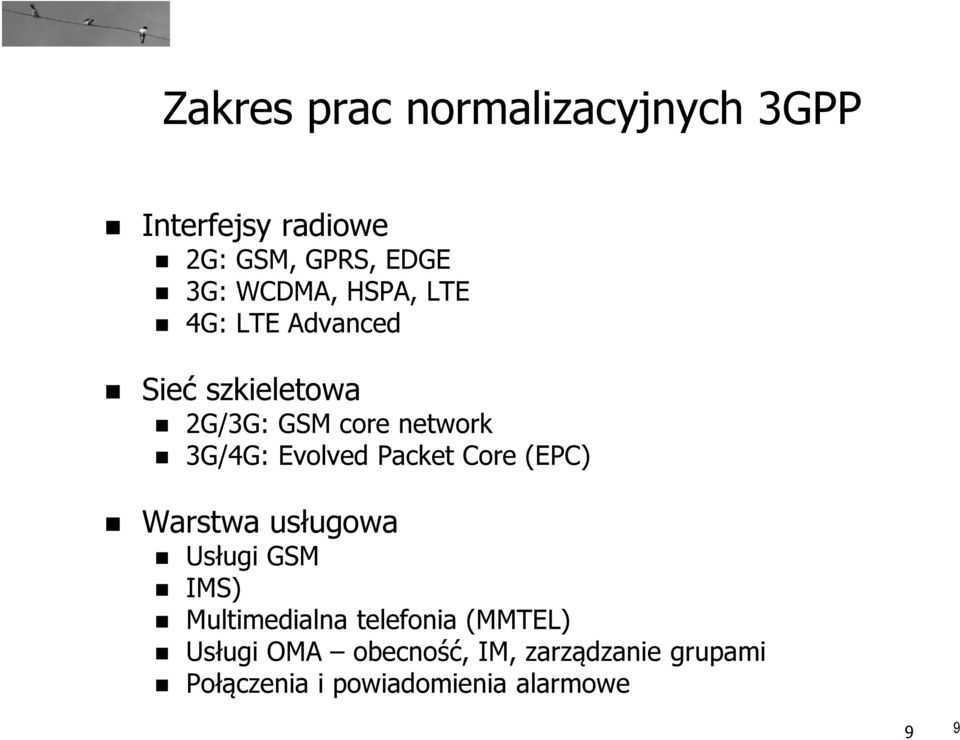 Packet Core (EPC) Warstwa usługowa Usługi GSM IMS) Multimedialna telefonia (MMTEL)
